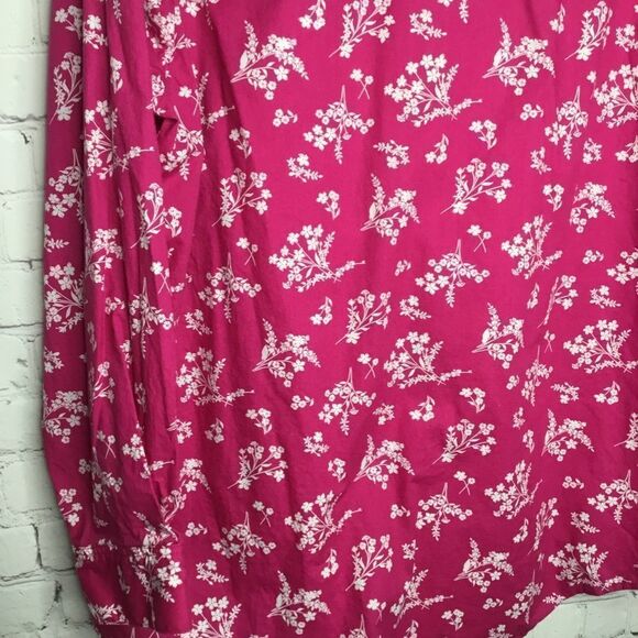 Woman Within Pink Floral Long Sleeve Button Up Shirt Size L 18/20 - Picture 2 of 15